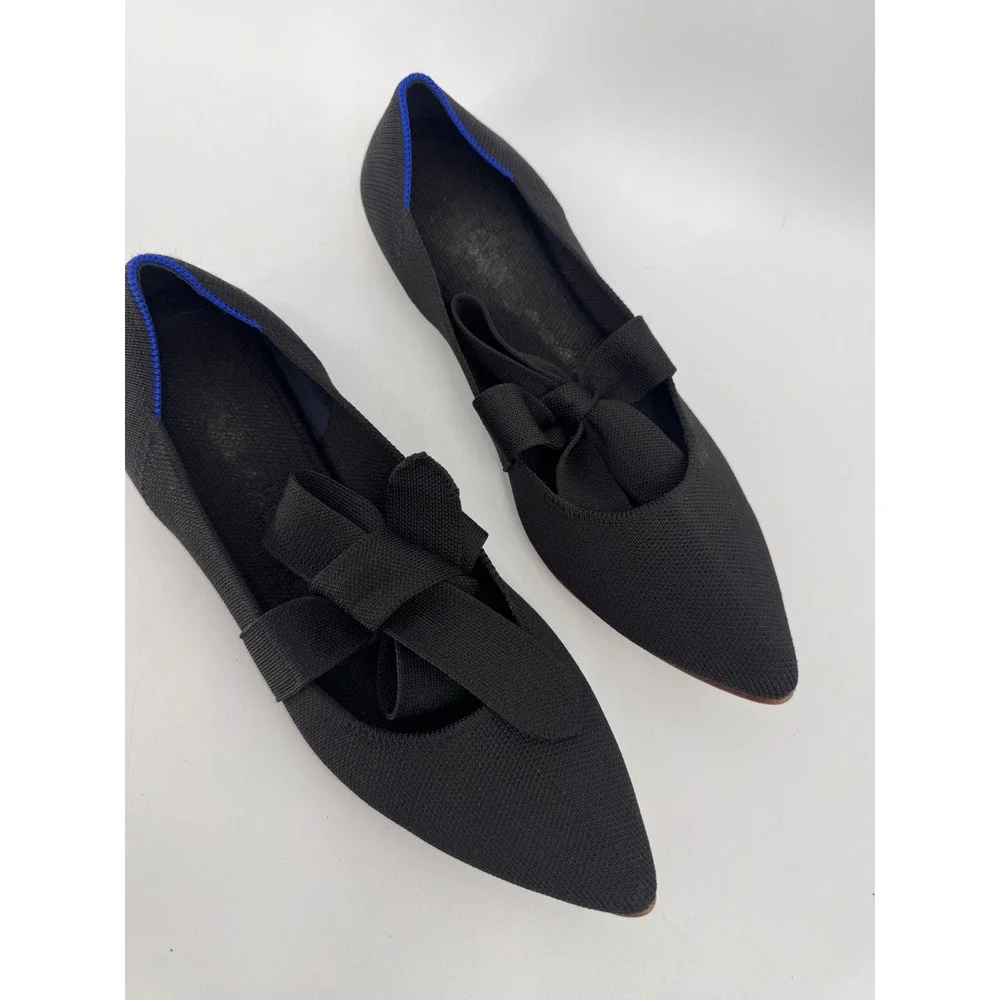 Rothy's‎ The Point Bow Flat Women 10 Black Pointed Toe Knit Shoes